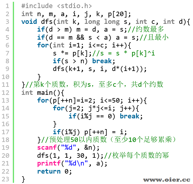 SSOJ2905反素数Antiprime[一本通][POI2001]